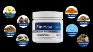 Finessa natural ingredients including dandelion root, milk thistle, turmeric and cascara sagrada