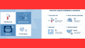 Modern prostate screening methods including PSA test, MRI, and advanced diagnostic options