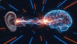 Diagram showing Brain Inflammation Tinnitus and neural sound connection