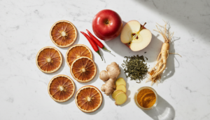 CitrusBurn natural ingredients including Seville orange peel, ginger, green tea and red pepper