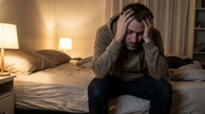 Man over 40 experiencing testosterone crash showing signs of low energy low libido and male performance decline